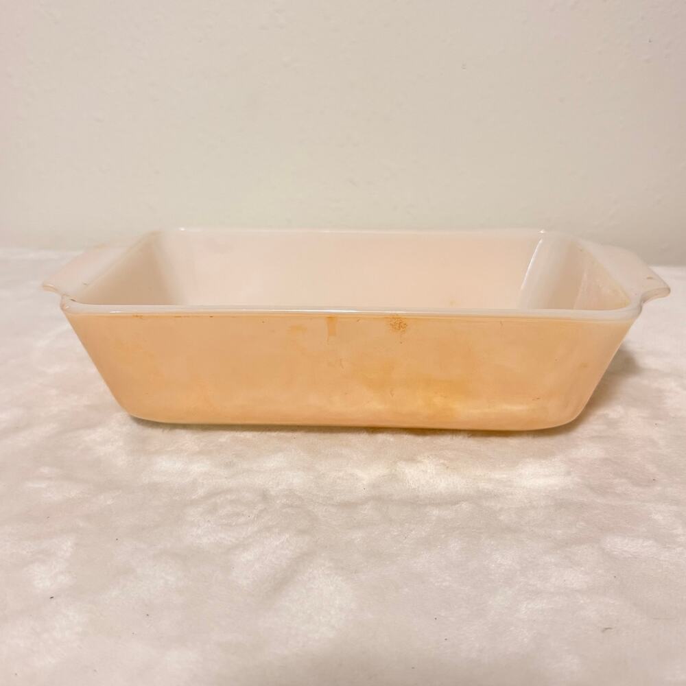Vintage Fire King Peach Lustre 1 QT Rectangular Loaf Pan Casserole Dish 441